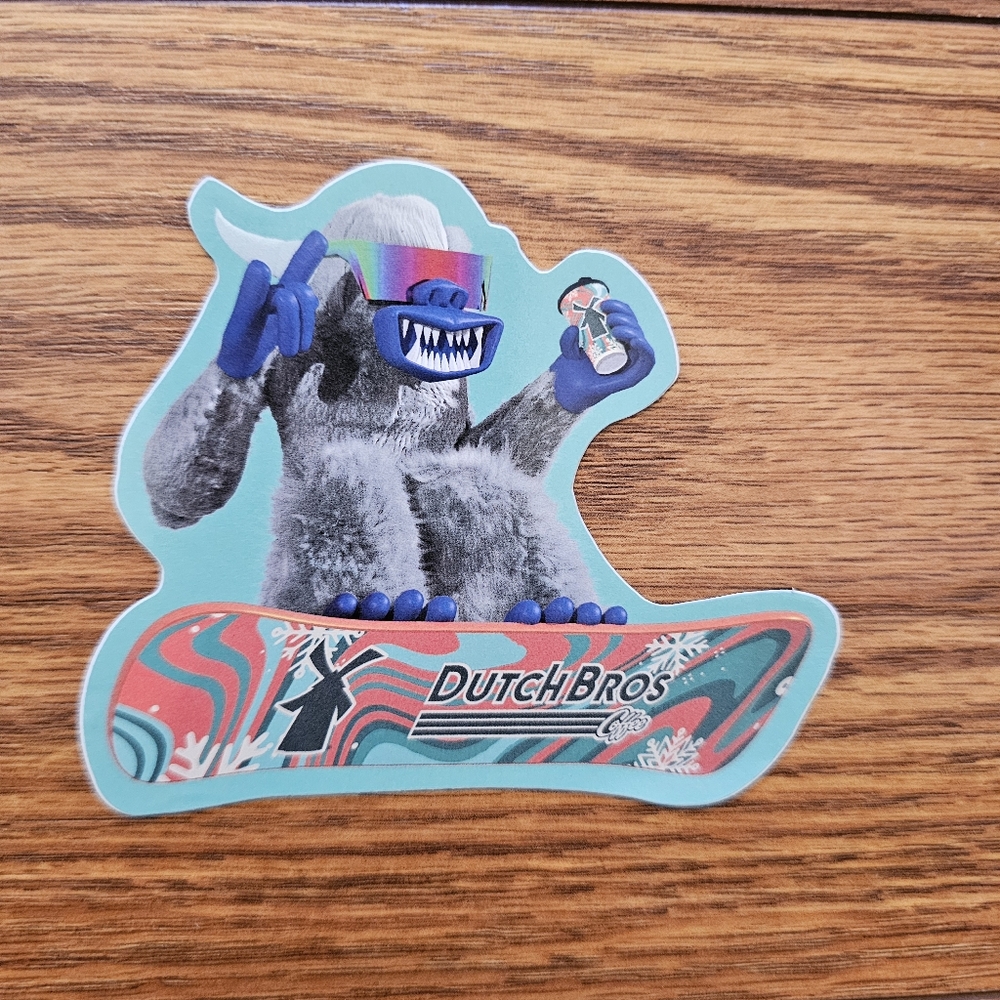 Dutch Bros Sticker with Blue and Gray Yeti